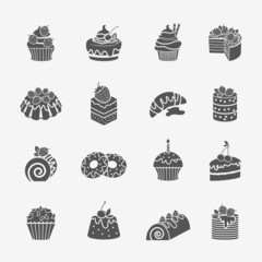  Cakes icons set