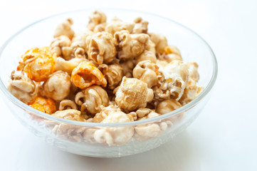 a lot of golden caramel corn close up