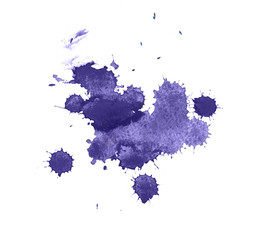 Abstract watercolor aquarelle hand drawn blue drop splatter