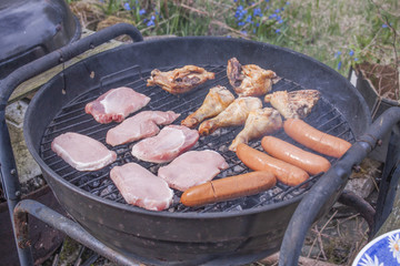 Grilling chicken and meat