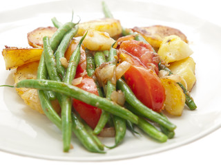 roasted potatoes and green beans