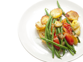 roasted potatoes and green beans
