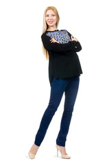 Beautiful pregnant woman isolated on white