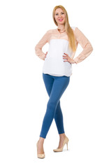 Fototapeta premium Beautiful pregnant woman isolated on white