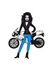Fototapeta na wymiar Motorbike woman girl