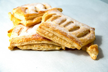  puff pastry isolated on white background.