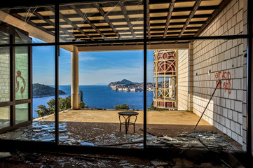 Abandoned and Ruined Hotel Belvedere in Dubrovnik, Croatia