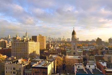 Fototapeta na wymiar Buildings in New York City, Morning in Manhattan