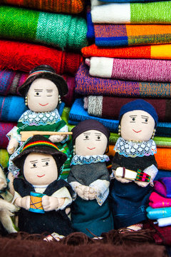 Traditional rag dolls in national clothes, Ecuador