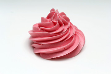 pink icing cream on white background