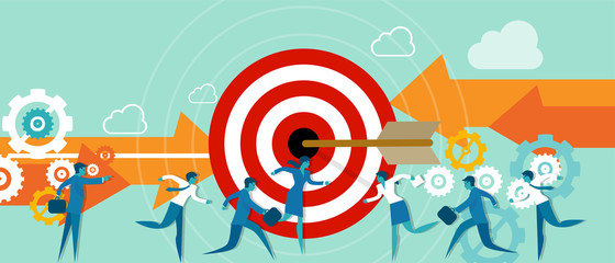 busines metaphor taget team work direction