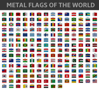 metal flags of the world