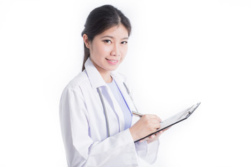 Smiling medical doctor woman with stethoscope