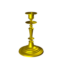 gold candlestick for one candle isolated