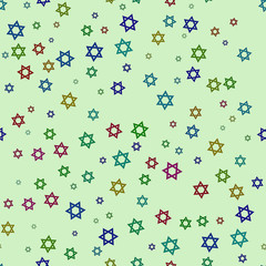 six-pointed stars of different colors