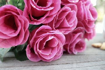 Beautiful vintage roses of artificial flowers
