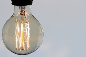 vintage light bulb with copy space as creative concept