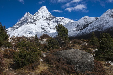 view of Ama Dablam from Pangboche