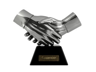 Cooperation trophy isolated on white background