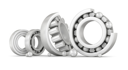 Ceramic bearings group over white