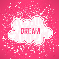 Vector red dream inspirational background. Cute cloud with