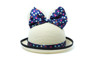 cute panama hat on white background