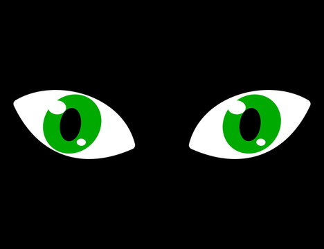 green eyes on a black background
