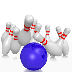Naklejka premium Bowling pins and ball