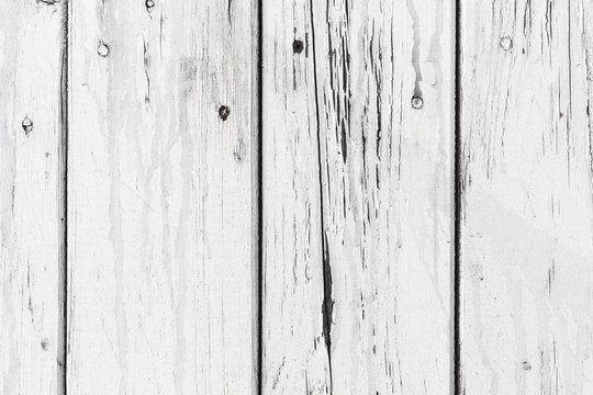 Old vintage painted white wooden planks