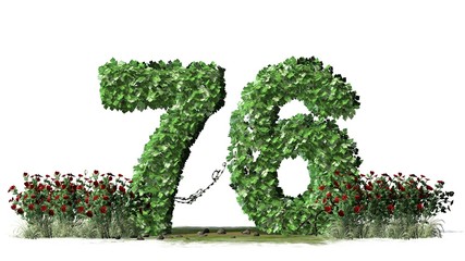 


Number 76 alphabet of green ivy leaves - isolated