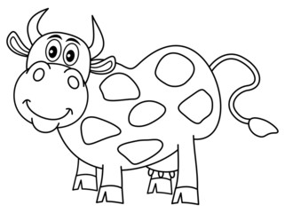 smiling huge cow for coloring
