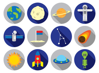 various space object flat icon