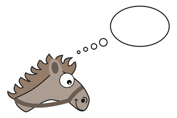 gray horse head with bubble
