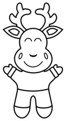 joyful deer standing for coloring
