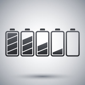 Battery icons set, stock vector