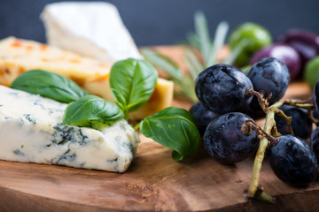 Rustic board with cheese selection,tapas style appetizer