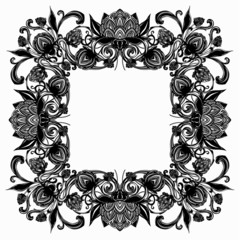 Vintage baroque flourish luxurious frame, hop cones