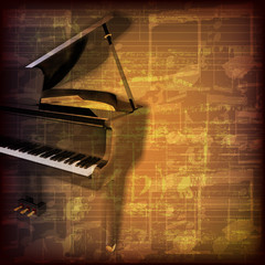 abstract grunge music background with grand piano