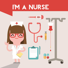 Nurse cute character vector set