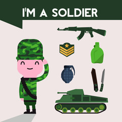Soldier Character vector set