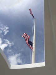 Raising the U.S. flag at the Arizona Memorial