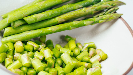 Asparagus in bowl.