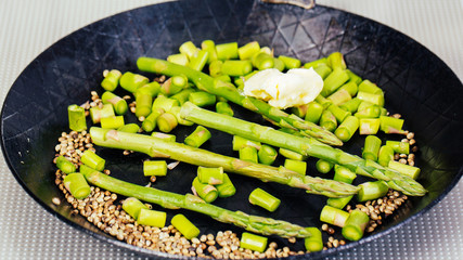 Asparagus in pan