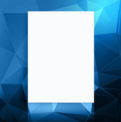 Blank paper poster in blue polygons pattern studio room,Template