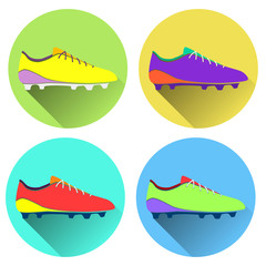 Vector illustration of soccer shoes, american football boots ico