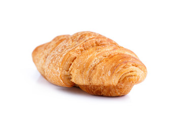 Tasty croissant on a white background.