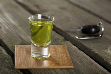 Car keys with one shot glasses