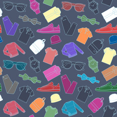 Seamless pattern of mens clothing items