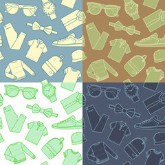 Collection of menswear backgrounds. Vector.