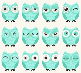 Acrylic prints Owl Cartoons seamless owls pattern  